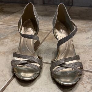 Bandolino Glittering Silver Strappy Heels